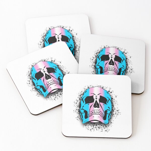 Item preview, Transgender Flag with White Grunge Skull Skeleton Bones - Distressed Punk Rock Goth Halloween designed and sold by srhosterman.