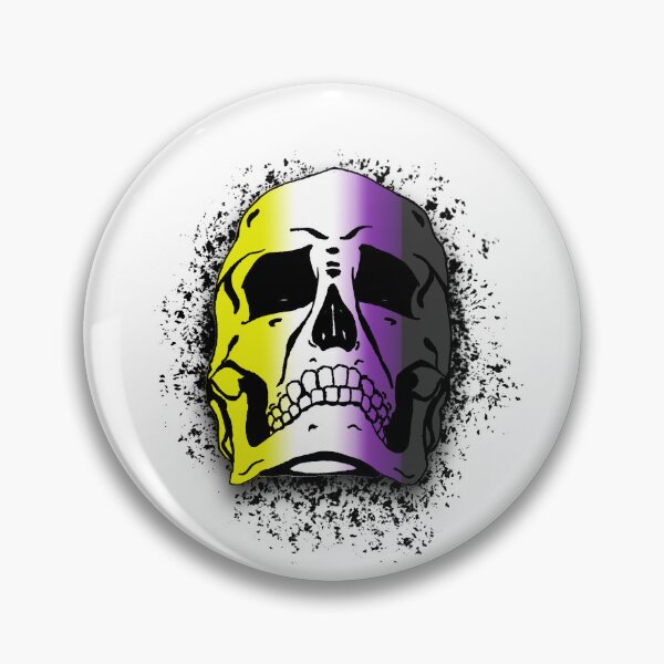 Artikelvorschau, Nonbinary Flag with White Grunge Skull Skeleton Bones - Distressed Punk Rock Goth Halloween entworfen und verkauft von srhosterman.