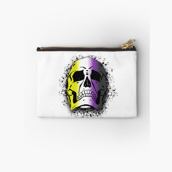 Item preview, Nonbinary Flag with White Grunge Skull Skeleton Bones - Distressed Punk Rock Goth Halloween designed and sold by srhosterman.