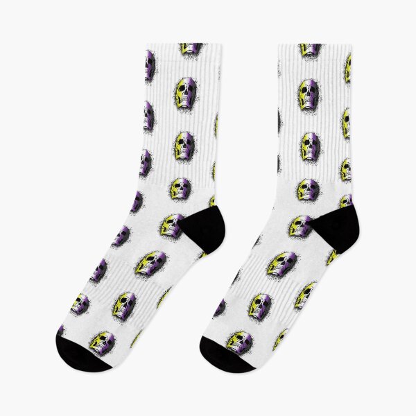 Item preview, Nonbinary Flag with White Grunge Skull Skeleton Bones - Distressed Punk Rock Goth Halloween designed and sold by srhosterman.