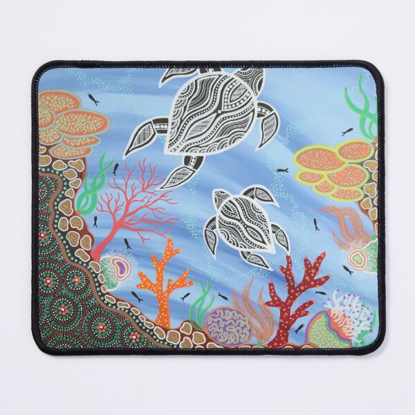 Item preview, Mum and bub turtle swimming over coral reef designed and sold by KooriColours013.