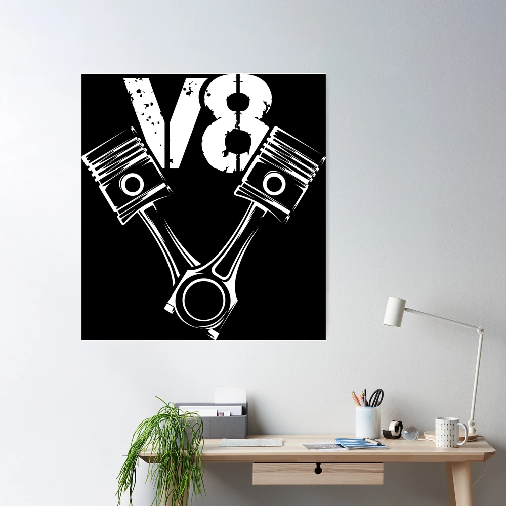Poster mit V8 Motor Kolben Illustration von AndreMi
