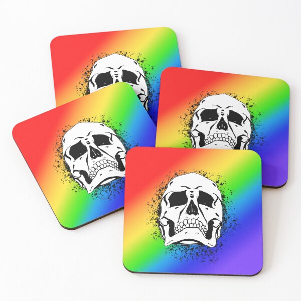 Item preview, Rainbow Proud Gay Pride White Grunge Skull Skeleton Bones - Distressed Punk Rock Goth Halloween designed and sold by srhosterman.