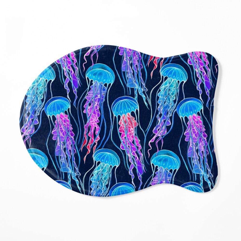 Luminescent Rainbow Jellyfish on Navy Blue Socks for Sale by micklyn