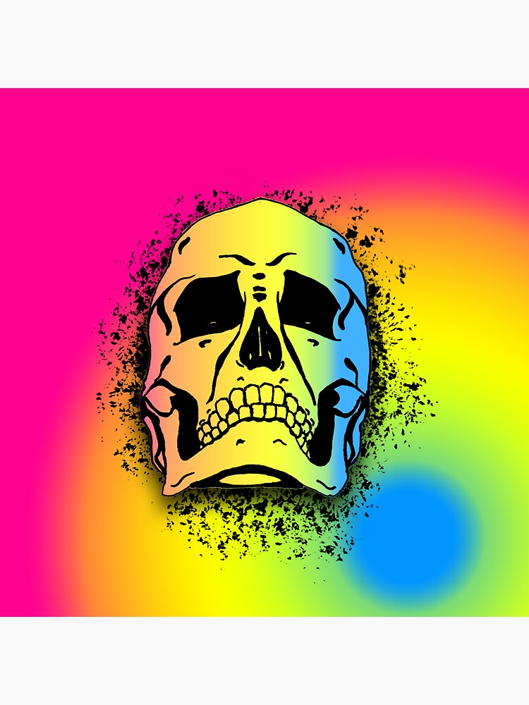 Pansexual Flag With Grunge Skull Skeleton Bones Distressed Punk Rock Goth Halloween Sticker