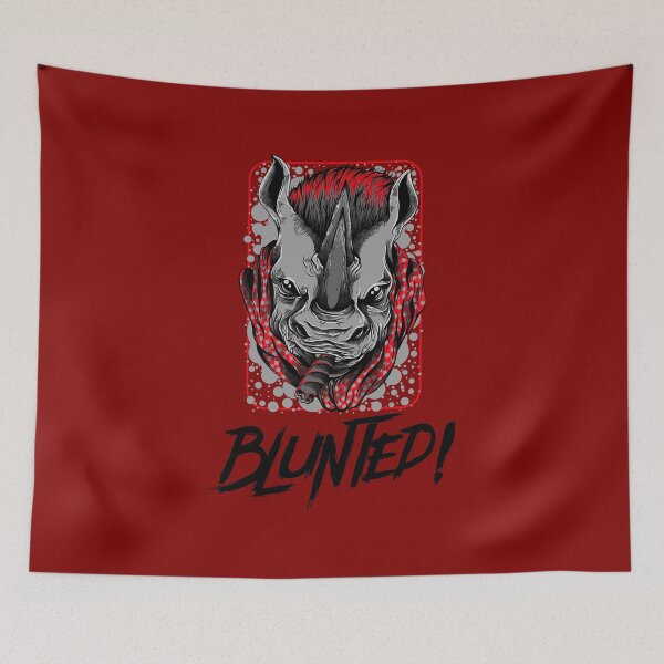 Item preview, Blunted-  White Rhino smoking a blunt-  420 Stoner Design  Red Accents designed and sold by YomeHayin.