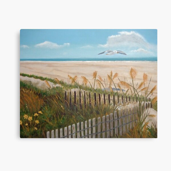 Soaring Seagull Beach Scene Canvas Print