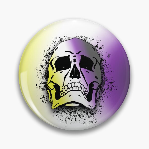 Artikelvorschau, Nonbinary Flag with Grunge Skull Skeleton Bones - Distressed Punk Rock Goth Halloween entworfen und verkauft von srhosterman.