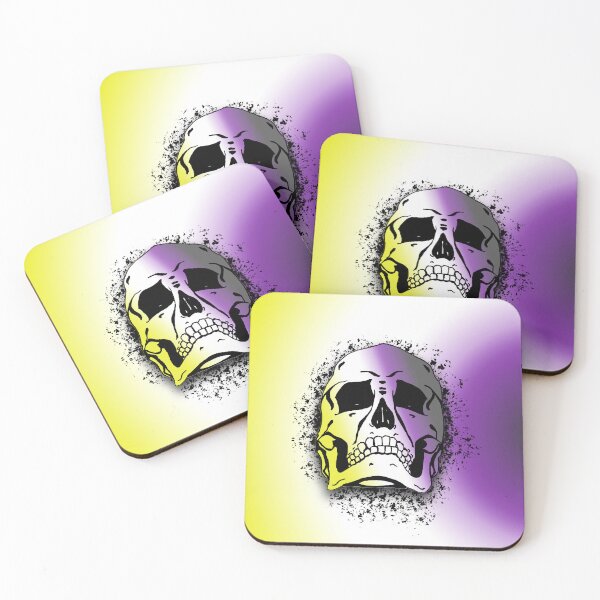 Item preview, Nonbinary Flag with Grunge Skull Skeleton Bones - Distressed Punk Rock Goth Halloween designed and sold by srhosterman.