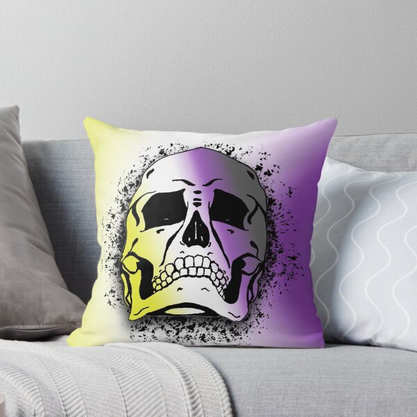 Item preview, Nonbinary Flag with Grunge Skull Skeleton Bones - Distressed Punk Rock Goth Halloween designed and sold by srhosterman.