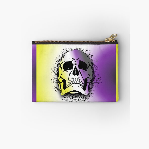 Item preview, Nonbinary Flag with Grunge Skull Skeleton Bones - Distressed Punk Rock Goth Halloween designed and sold by srhosterman.