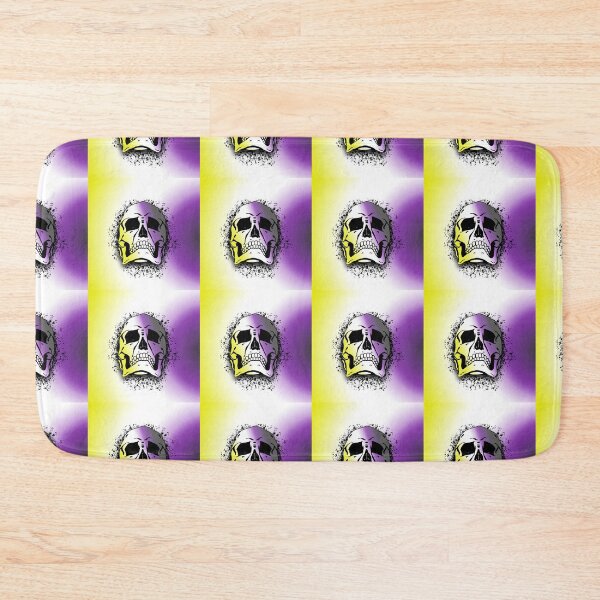 Item preview, Nonbinary Flag with Grunge Skull Skeleton Bones - Distressed Punk Rock Goth Halloween designed and sold by srhosterman.