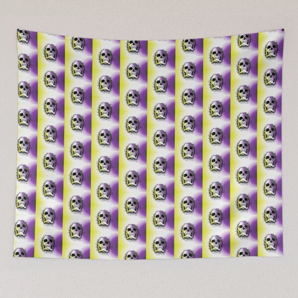 Item preview, Nonbinary Flag with Grunge Skull Skeleton Bones - Distressed Punk Rock Goth Halloween designed and sold by srhosterman.