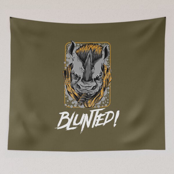 Item preview, Blunted-  White Rhino smoking a blunt-  420 Stoner Design  Orange Accents designed and sold by YomeHayin.