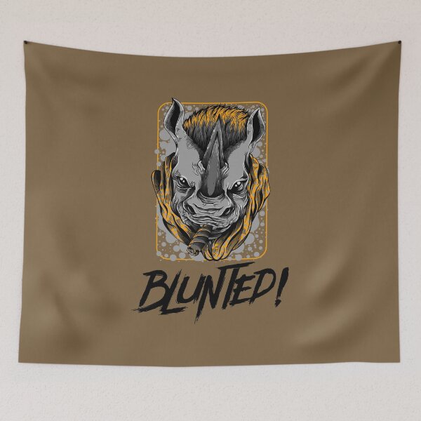 Item preview, Blunted-  White Rhino smoking a blunt-  420 Stoner Design  Orange Accents designed and sold by YomeHayin.