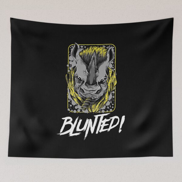 Item preview, Blunted-  White Rhino smoking a blunt-  420 Stoner Design  Yellow Accents designed and sold by YomeHayin.