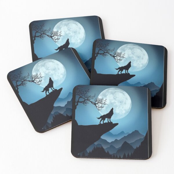 Item preview, cool moon wolf tree cliff Art designed and sold by BEAUTY ⭐⭐⭐⭐⭐.