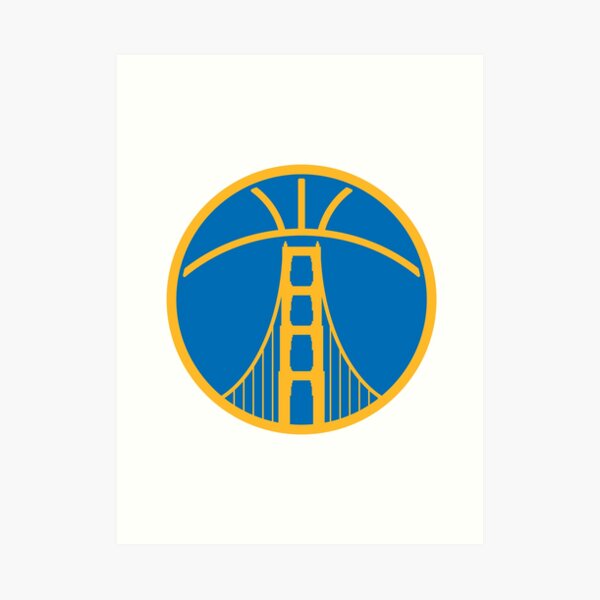 Warriors The Bridge - Gold on Blue Art Print