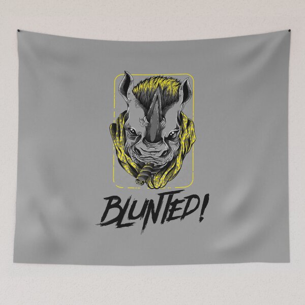 Item preview, Blunted-  White Rhino smoking a blunt-  420 Stoner Design  Yellow Accents designed and sold by YomeHayin.
