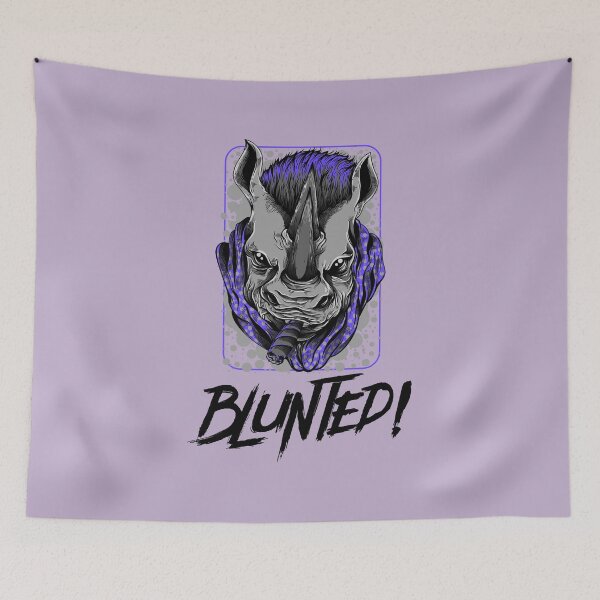 Item preview, Blunted-  White Rhino smoking a blunt-  420 Stoner Design  Purple Accents designed and sold by YomeHayin.