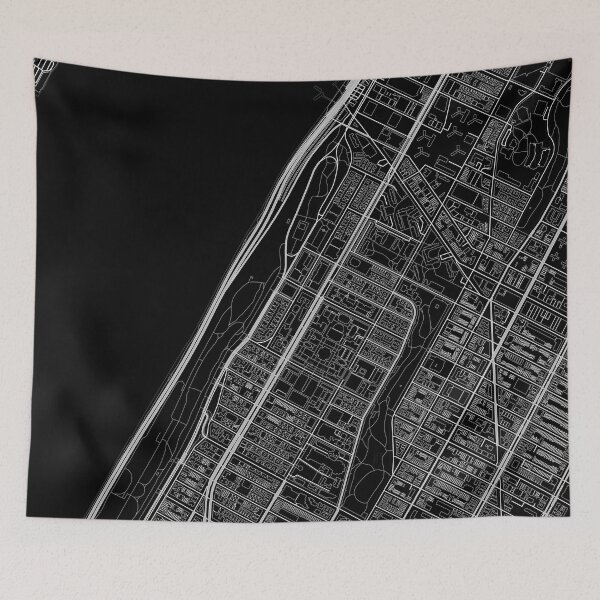 Artikelvorschau, Detailed City Map of Morningside Heights, Manhattan, Dark Version entworfen und verkauft von Map Me!.