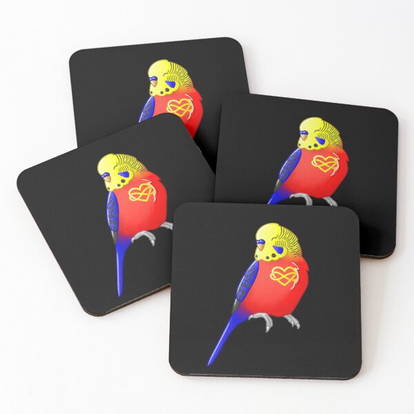 Artikelvorschau, Polyam Pride Budgie (Infinity Heart Flag) entworfen und verkauft von AdoraBirdArt.