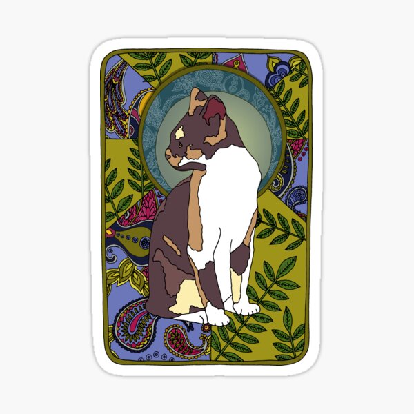 Ash - Art Nouveau Tri-colour Cat Sticker