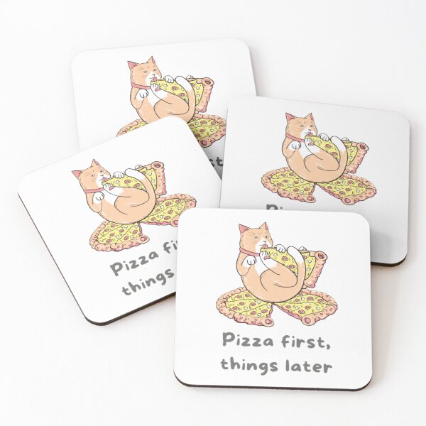 Item preview, Cat Eating A Pizza, Pizza first things later designed and sold by Nero9o.