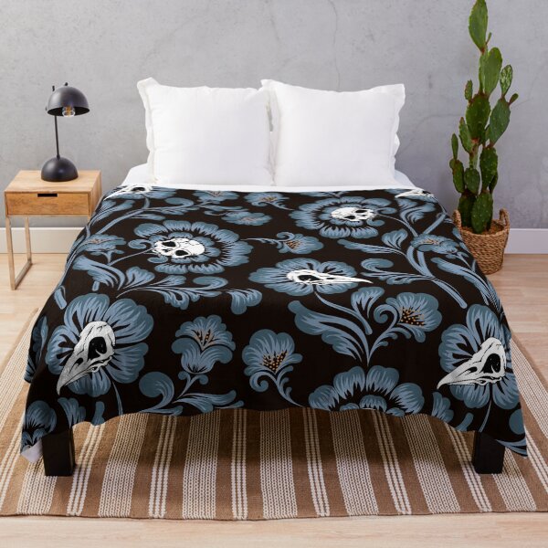 Item preview, Victorian gothic floral Skull flowers tropical pattern designed and sold by RedFinchDesigns.