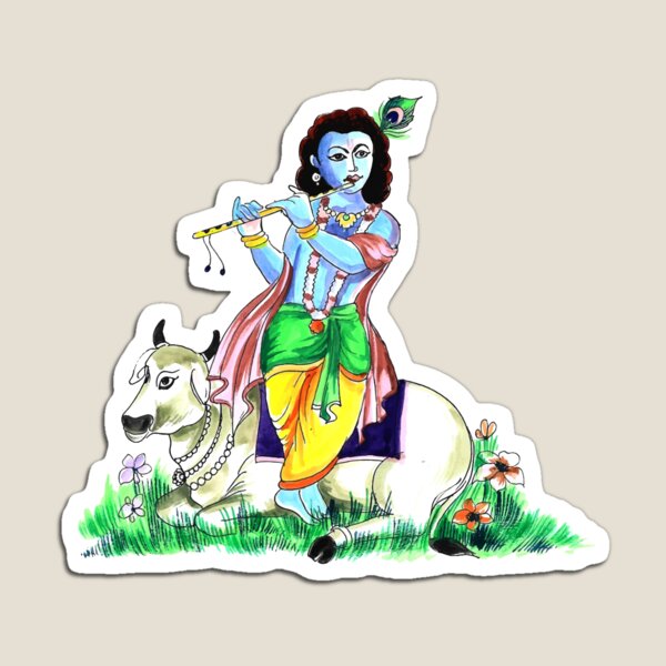 Item preview, Lord Krishna with Flute Cow Hare Krishna Hare Krishna designed and sold by tanabe.