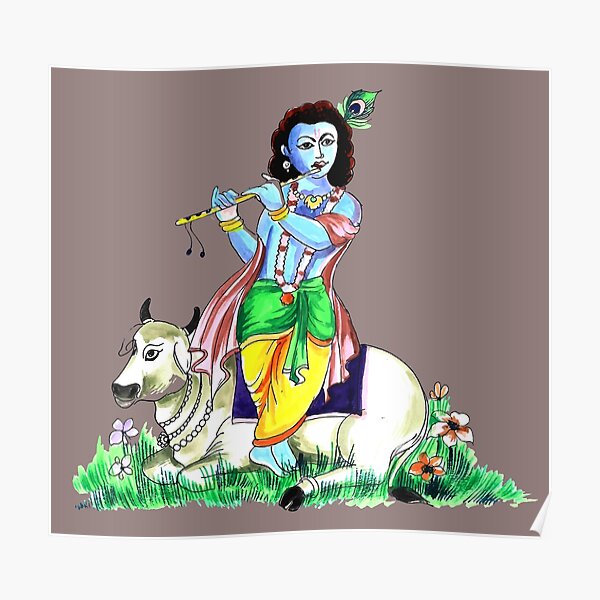 Lord Krishna and Balram with nandi cow by Doodly Studio on Dribbble