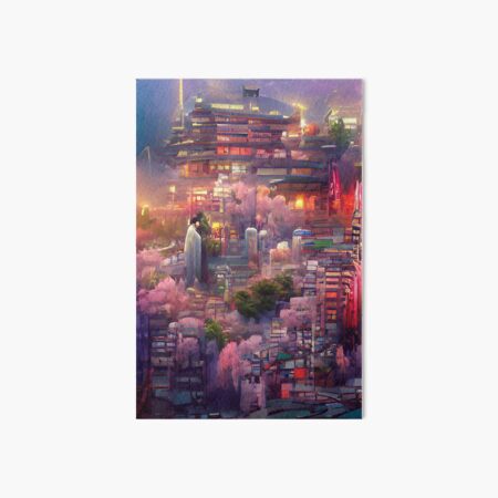 City On The Hill | Artificial Inteligence Generated Art Art Board Print