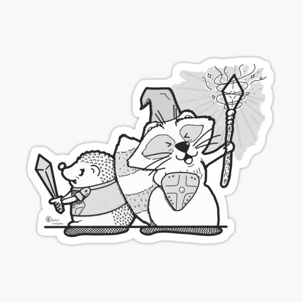 Hedgehog and raccoon playing Dungeons and Dragons Sticker