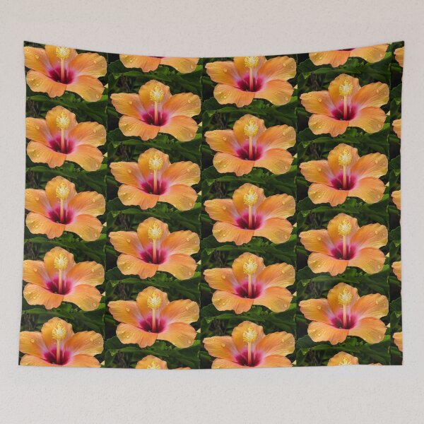 Item preview, Orange hibiscus and dew drops designed and sold by Zina Stromberg.