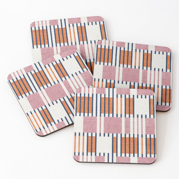 Artikelvorschau, Bold minimalist retro stripes // midnight blue orange and dry rose geometric grid entworfen und verkauft von SelmaCardoso.
