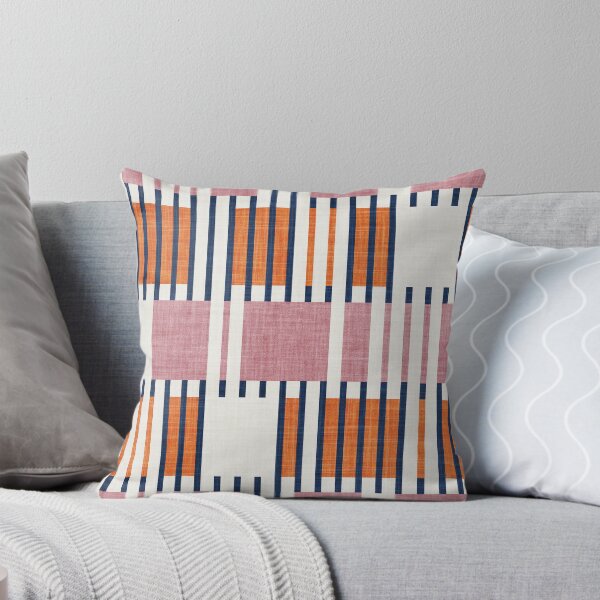 Item preview, Bold minimalist retro stripes // midnight blue orange and dry rose geometric grid  designed and sold by SelmaCardoso.