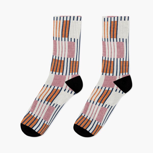 Item preview, Bold minimalist retro stripes // midnight blue orange and dry rose geometric grid  designed and sold by SelmaCardoso.