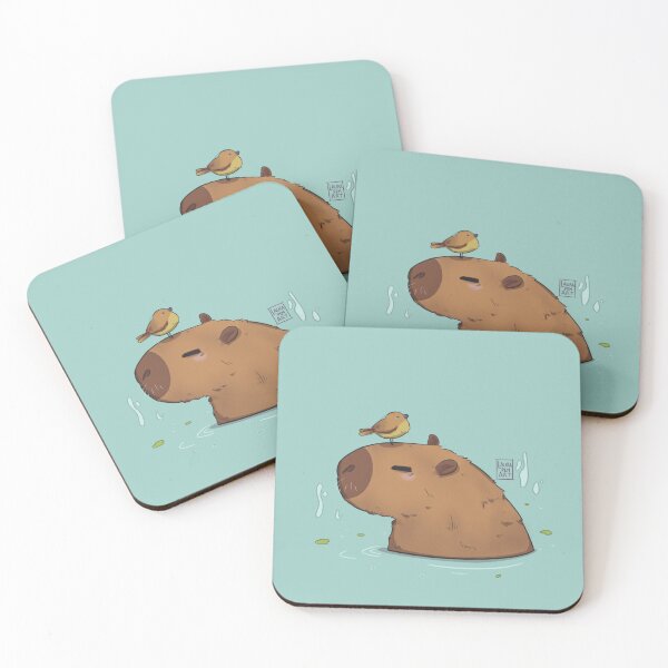 Item preview, Capybara chill with a bird designed and sold by LauraPemArt.