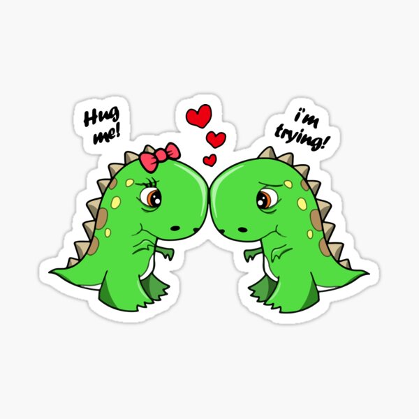 "Cute Dinosaurs Hug" Sticker for Sale by MakeItTrend Redbubble
