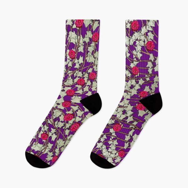 Item preview, Roses, Ivy leaves, and Vines on Purple Background designed and sold by HBBArtShop.
