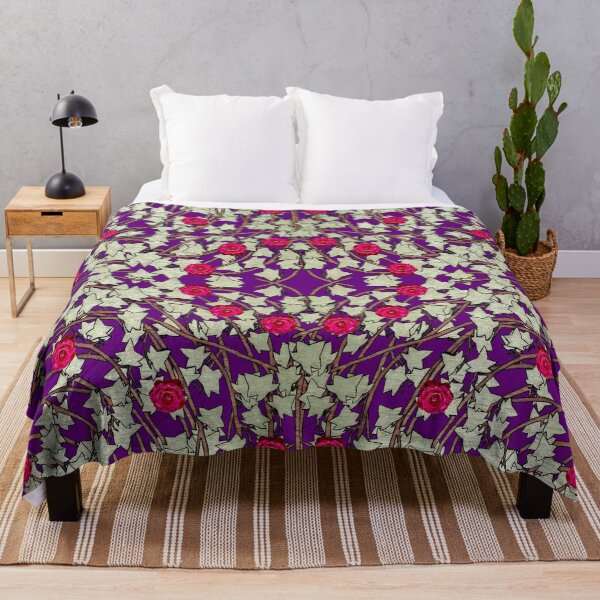 Item preview, Roses, Ivy leaves, and Vines on Purple Background designed and sold by HBBArtShop.