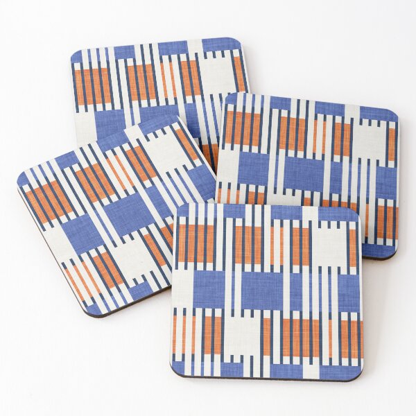 Artikelvorschau, Bold minimalist retro stripes // midnight blue orange and electric blue geometric grid entworfen und verkauft von SelmaCardoso.