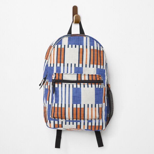 Item preview, Bold minimalist retro stripes // midnight blue orange and electric blue geometric grid  designed and sold by SelmaCardoso.