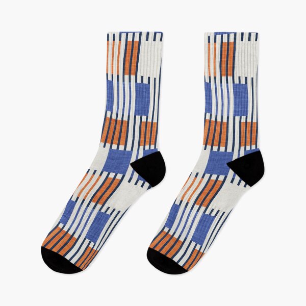 Item preview, Bold minimalist retro stripes // midnight blue orange and electric blue geometric grid  designed and sold by SelmaCardoso.
