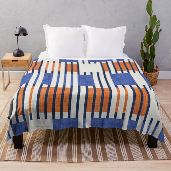 Artikelvorschau, Bold minimalist retro stripes // midnight blue orange and electric blue geometric grid entworfen und verkauft von SelmaCardoso.