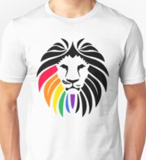 Regenbogen-Löwenkopf Slim Fit T-Shirt