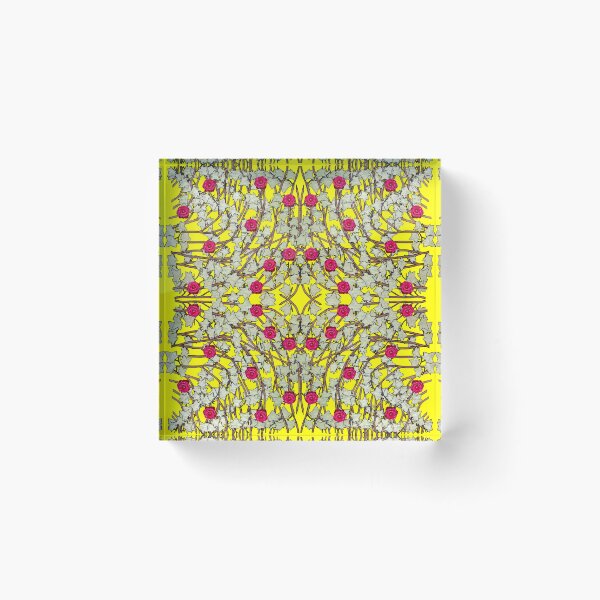Item preview, Roses, Ivy leaves, and Vines on Yellow Background designed and sold by HBBArtShop.