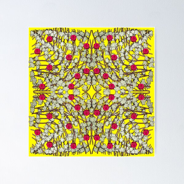 Item preview, Roses, Ivy leaves, and Vines on Yellow Background designed and sold by HBBArtShop.