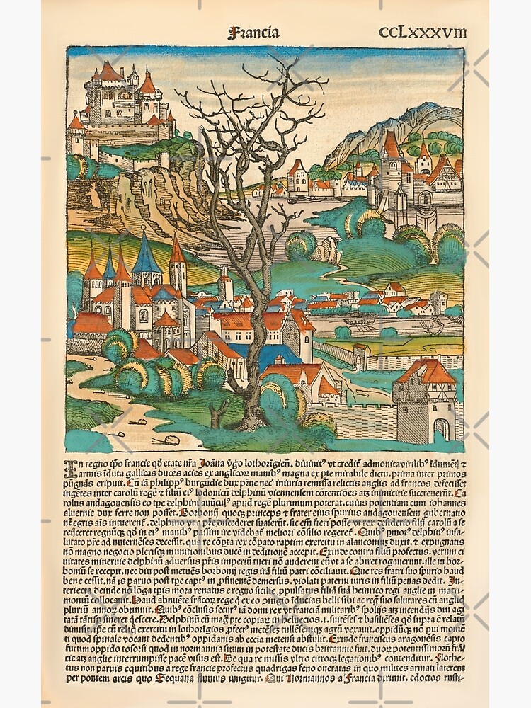Disover France, French Kingdom - The Nuremberg Chronicle, 1493 - Middle Ages Manuscript Old Printed Book Premium Matte Vertical Poster