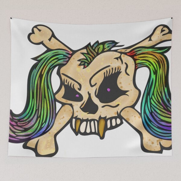 Item preview, Rainbow skull and bones designed and sold by Crochetamommy.